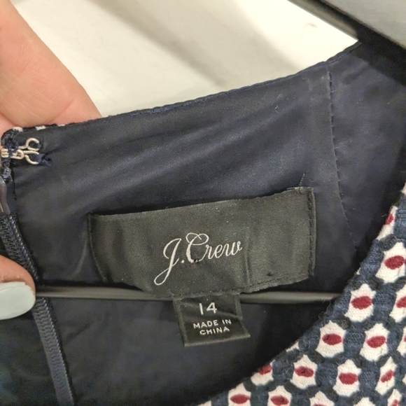 J. Crew Cap Sleeve Matelasse Dress in Navy Multi Sheath Dress - Picture 7 of 9